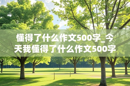 懂得了什么作文500字_今天我懂得了什么作文500字