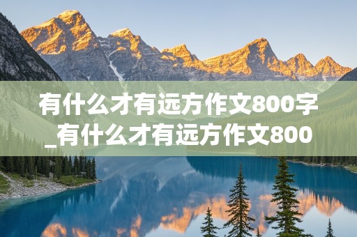 有什么才有远方作文800字_有什么才有远方作文800字作文