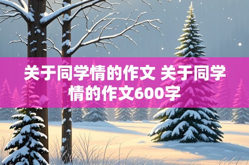 关于同学情的作文 关于同学情的作文600字