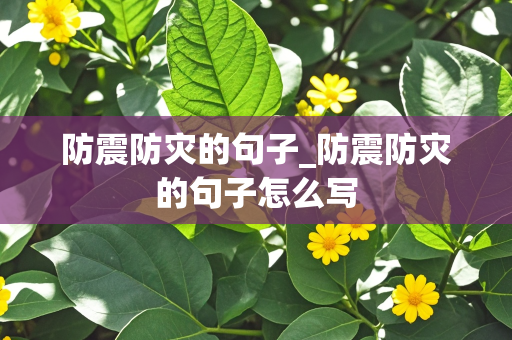 防震防灾的句子_防震防灾的句子怎么写