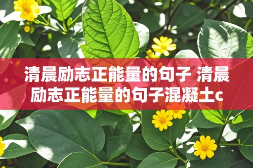 清晨励志正能量的句子 清晨励志正能量的句子混凝土c多少代表的什么意思?