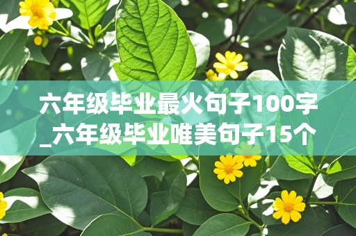 六年级毕业最火句子100字_六年级毕业唯美句子15个字