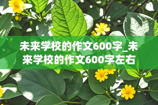 未来学校的作文600字_未来学校的作文600字左右