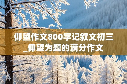 仰望作文800字记叙文初三_仰望为题的满分作文