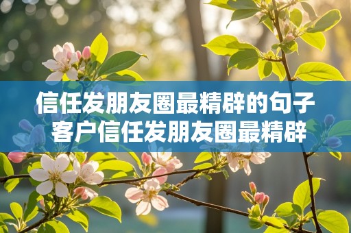 信任发朋友圈最精辟的句子 客户信任发朋友圈最精辟的句子