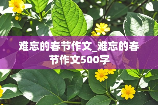 难忘的春节作文_难忘的春节作文500字