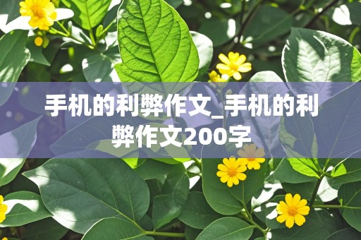 手机的利弊作文_手机的利弊作文200字