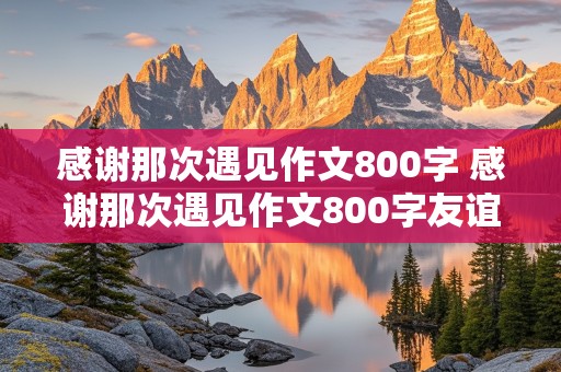 感谢那次遇见作文800字 感谢那次遇见作文800字友谊