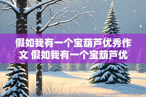 假如我有一个宝葫芦优秀作文 假如我有一个宝葫芦优秀作文400字