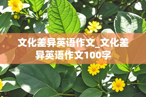 文化差异英语作文_文化差异英语作文100字