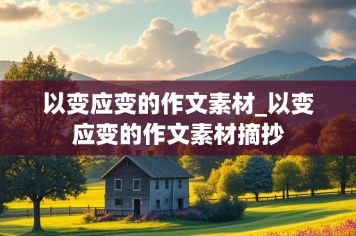 以变应变的作文素材_以变应变的作文素材摘抄