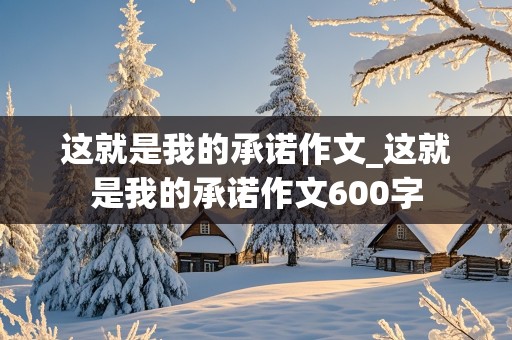 这就是我的承诺作文_这就是我的承诺作文600字