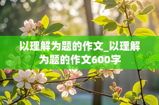 以理解为题的作文_以理解为题的作文600字