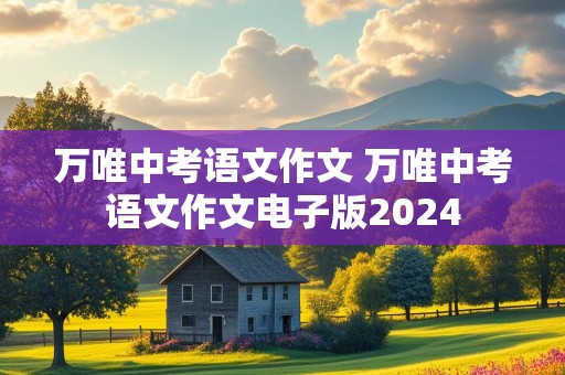 万唯中考语文作文 万唯中考语文作文电子版2024