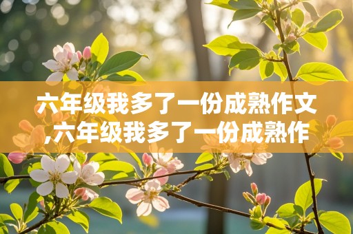 六年级我多了一份成熟作文,六年级我多了一份成熟作文 记叙文怎么写