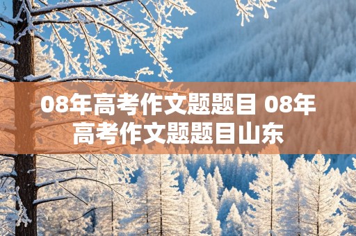 08年高考作文题题目 08年高考作文题题目山东