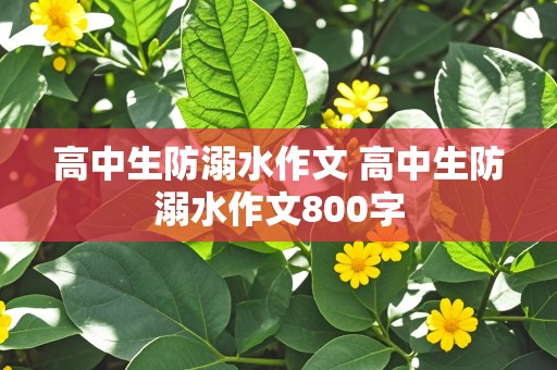 高中生防溺水作文 高中生防溺水作文800字