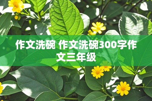 作文洗碗 作文洗碗300字作文三年级