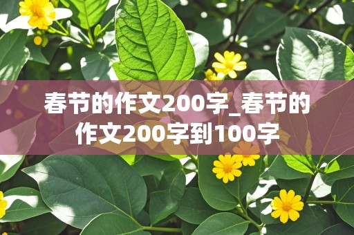 春节的作文200字_春节的作文200字到100字