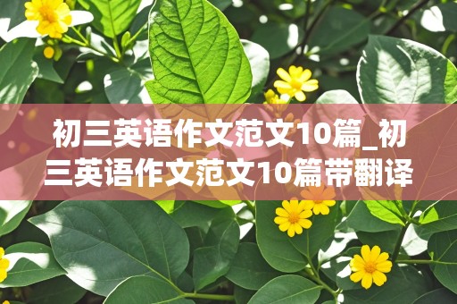 初三英语作文范文10篇_初三英语作文范文10篇带翻译