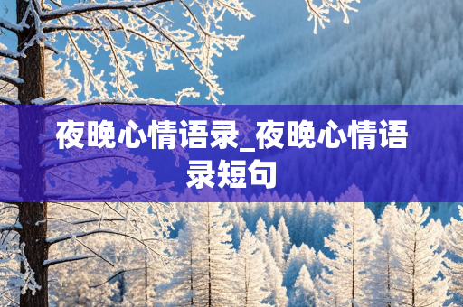 夜晚心情语录_夜晚心情语录短句