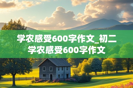 学农感受600字作文_初二学农感受600字作文