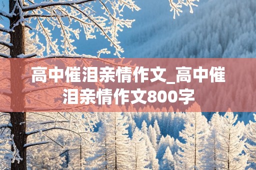 高中催泪亲情作文_高中催泪亲情作文800字