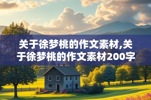 关于徐梦桃的作文素材,关于徐梦桃的作文素材200字