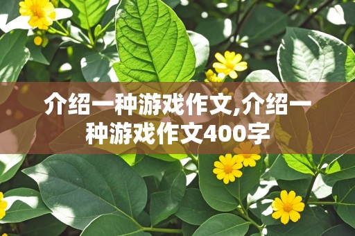 介绍一种游戏作文,介绍一种游戏作文400字