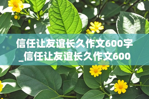 信任让友谊长久作文600字_信任让友谊长久作文600字初中