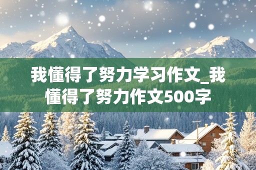 我懂得了努力学习作文_我懂得了努力作文500字