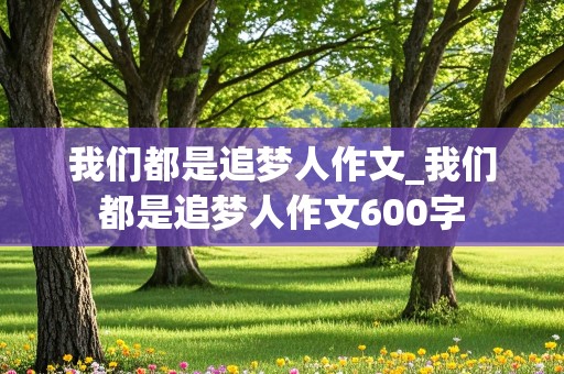 我们都是追梦人作文_我们都是追梦人作文600字