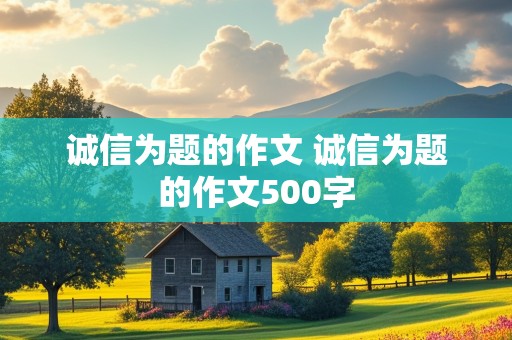 诚信为题的作文 诚信为题的作文500字