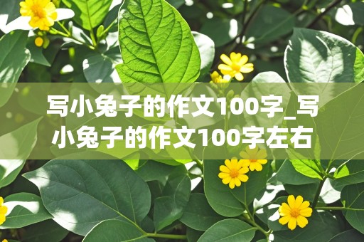 写小兔子的作文100字_写小兔子的作文100字左右