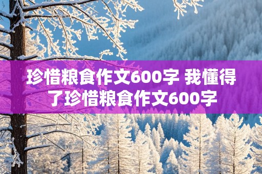 珍惜粮食作文600字 我懂得了珍惜粮食作文600字