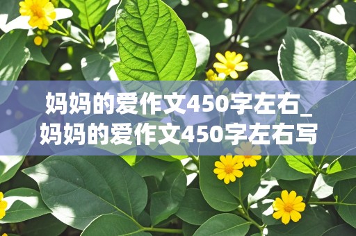 妈妈的爱作文450字左右_妈妈的爱作文450字左右写一件事