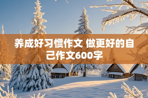 养成好习惯作文 做更好的自己作文600字