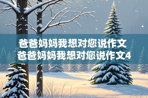 爸爸妈妈我想对您说作文 爸爸妈妈我想对您说作文400字