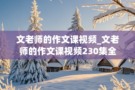 文老师的作文课视频_文老师的作文课视频230集全