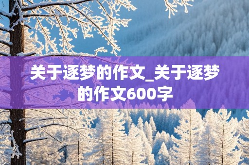 关于逐梦的作文_关于逐梦的作文600字