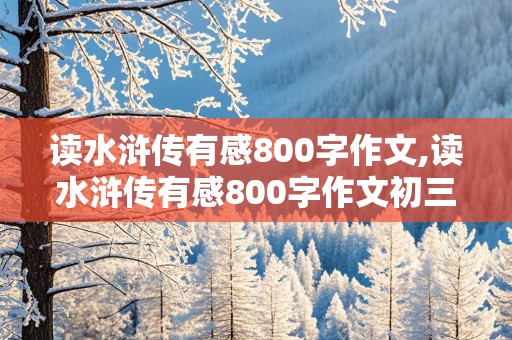 读水浒传有感800字作文,读水浒传有感800字作文初三