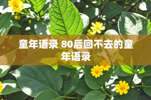 童年语录 80后回不去的童年语录