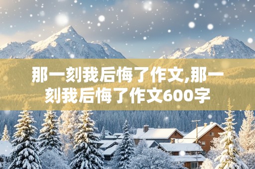 那一刻我后悔了作文,那一刻我后悔了作文600字