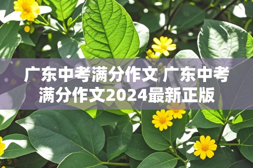 广东中考满分作文 广东中考满分作文2024最新正版