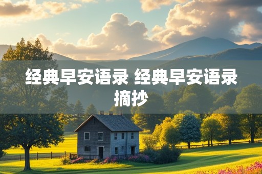 经典早安语录 经典早安语录摘抄