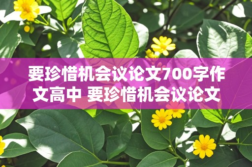 要珍惜机会议论文700字作文高中 要珍惜机会议论文700字作文高中生