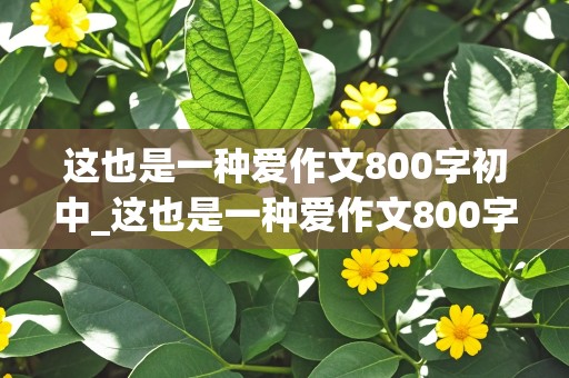 这也是一种爱作文800字初中_这也是一种爱作文800字初中生