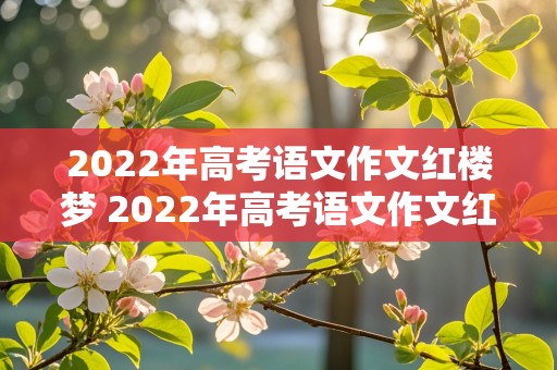 2022年高考语文作文红楼梦 2022年高考语文作文红楼梦范文