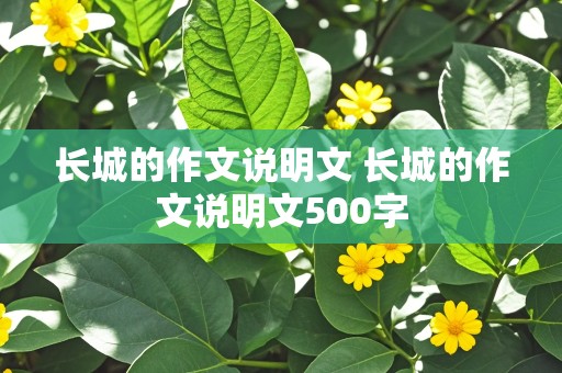 长城的作文说明文 长城的作文说明文500字