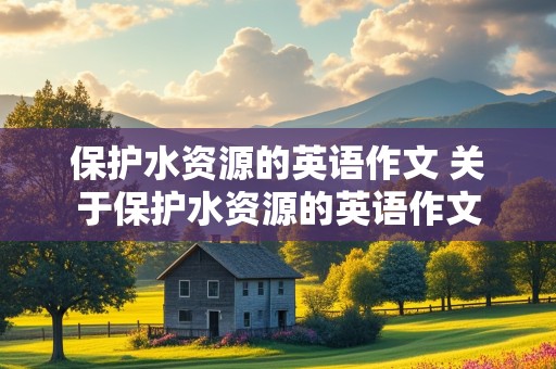 保护水资源的英语作文 关于保护水资源的英语作文